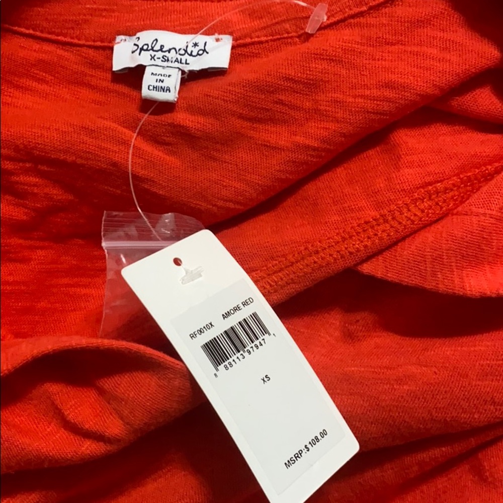 Spendid Red Tie Hem Button Front Top - Picture 3 of 4
